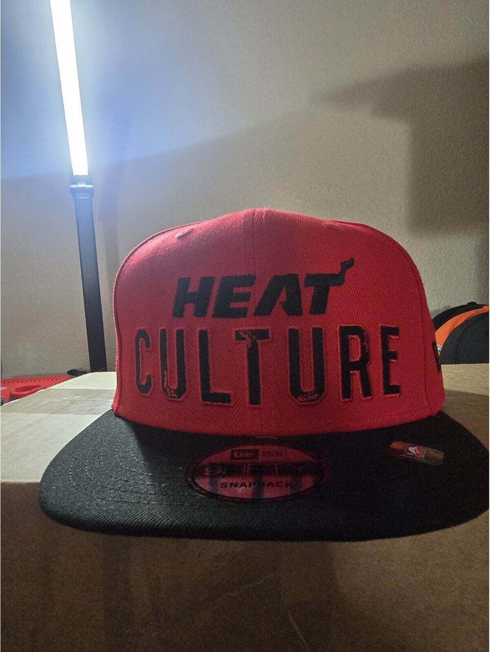 new era 9fifty snapback Hat Miami Heat Red And Black Heat Culture MENS OSFM